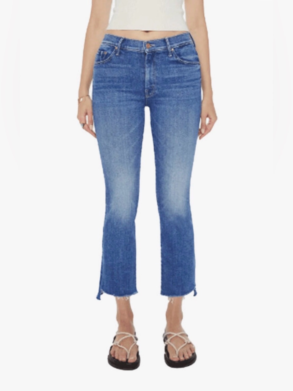 Mother “The Insider Crop Step Fray” High Rise Jeans In Sorry I’m Staring Size 26